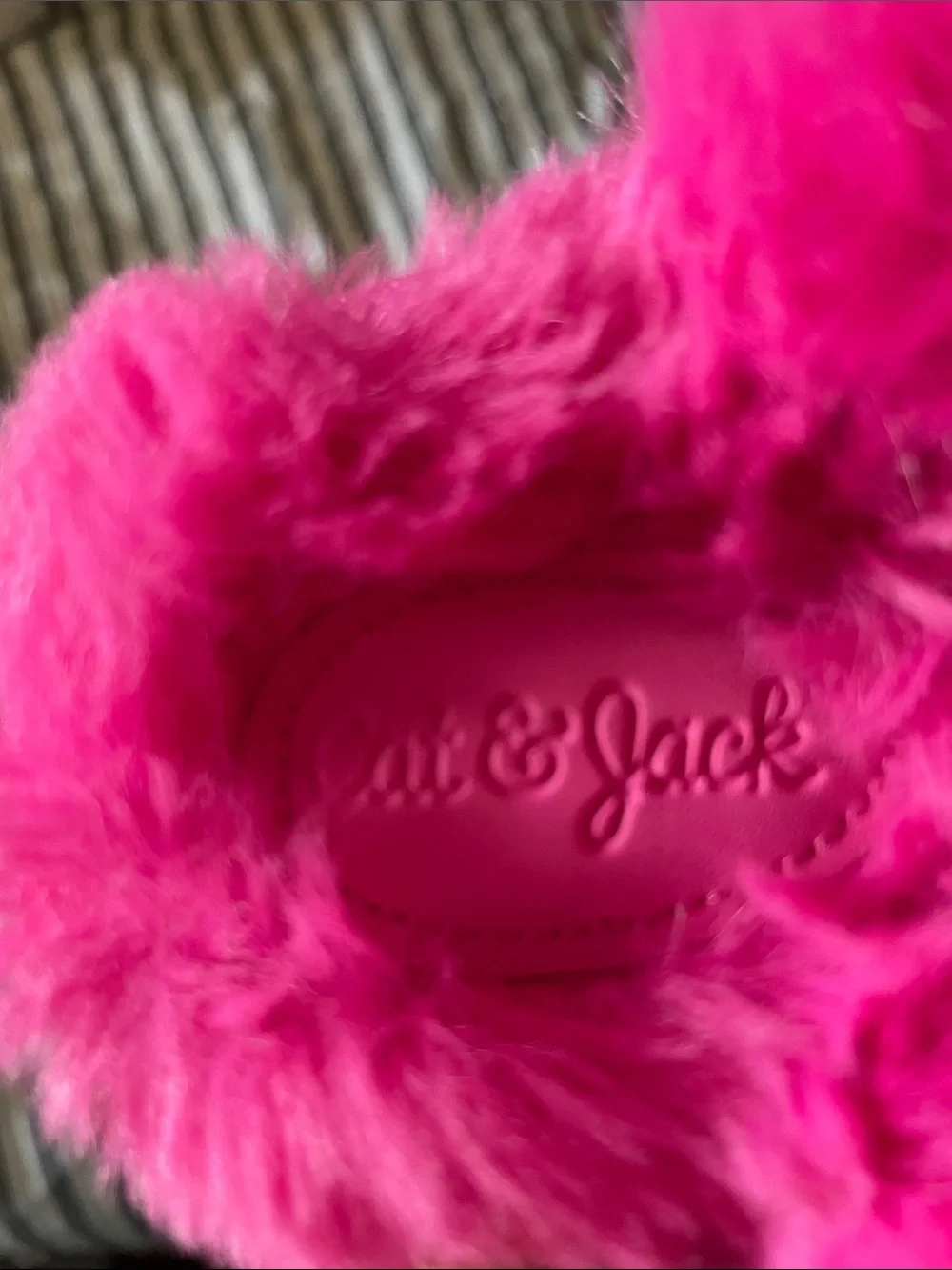 Cat & Jack Bright Pink Fuzzy Pom Slippers